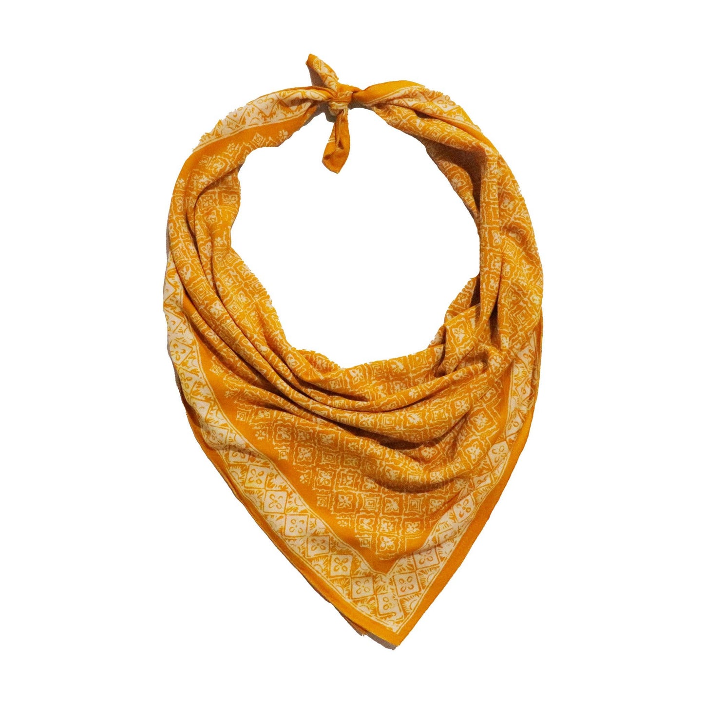 Yellow patterned bandana on a white background