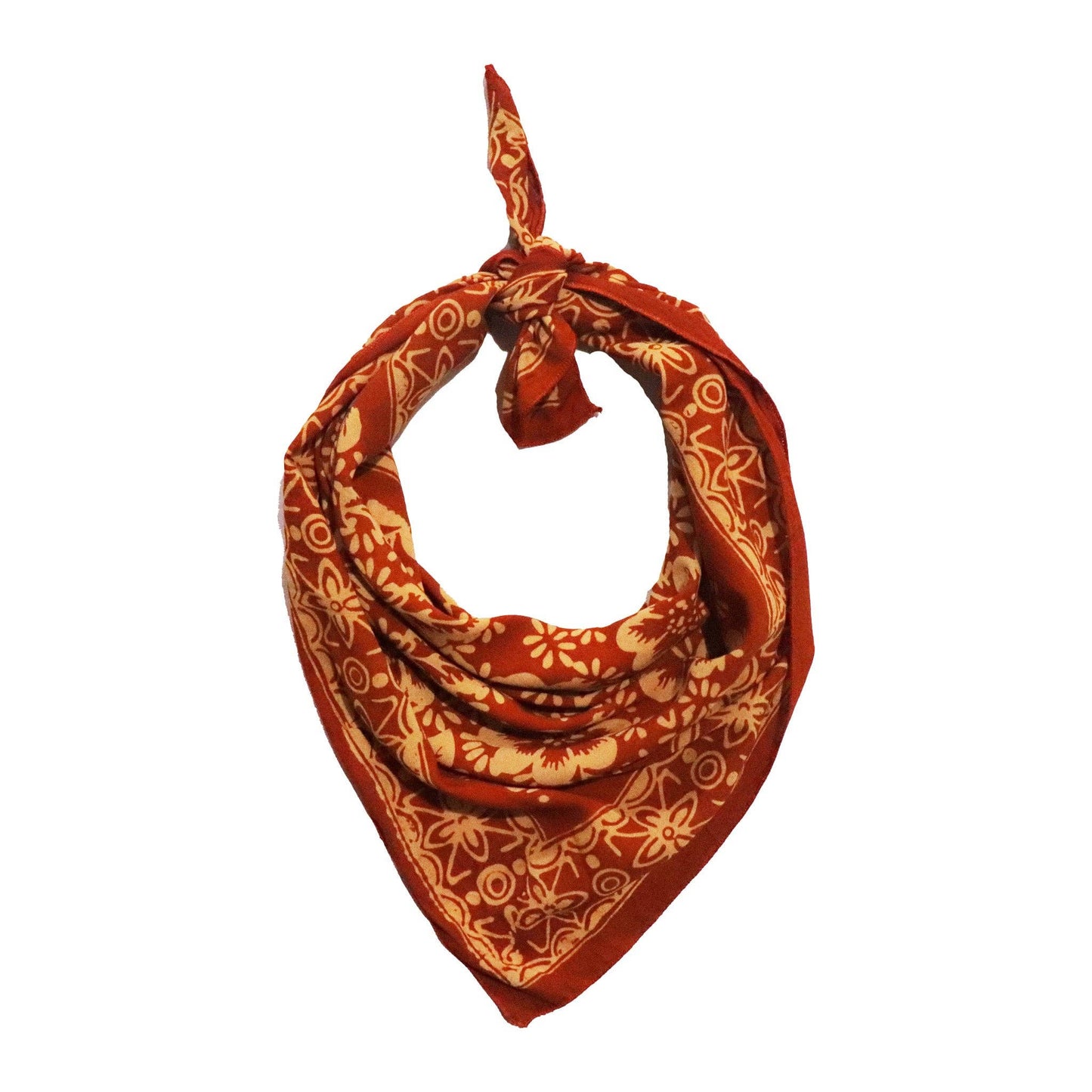 Orange bandana with a pattern on a white background