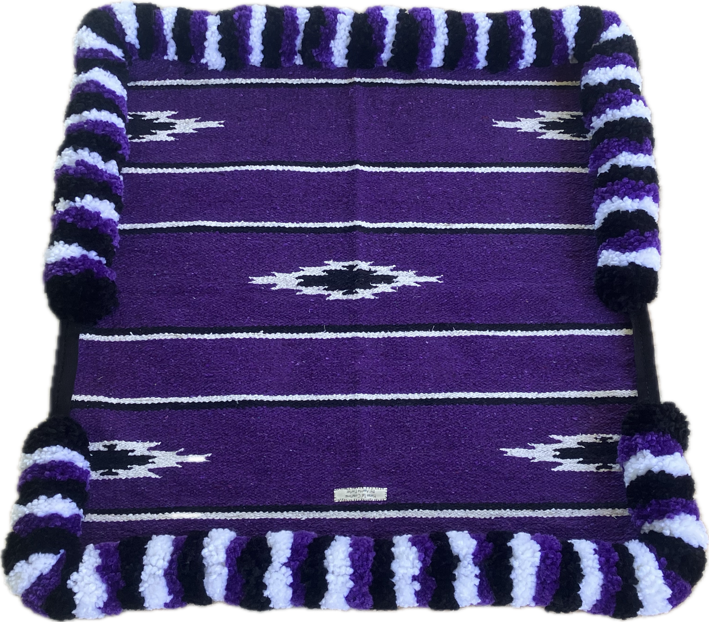 Purple,black,and white corona blanket