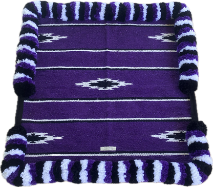 Purple,black,and white corona blanket