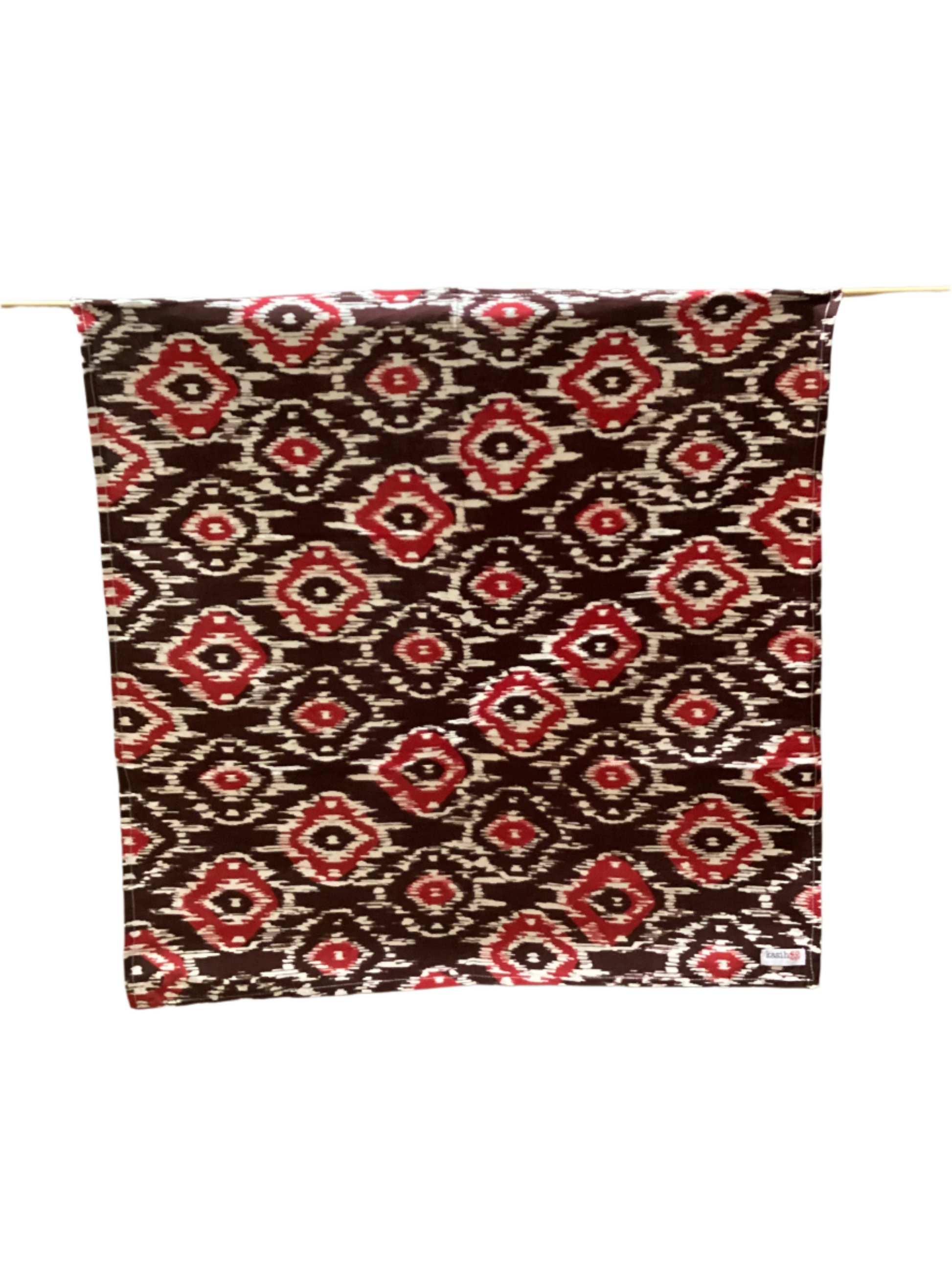 Fabric with a red and black pattern 