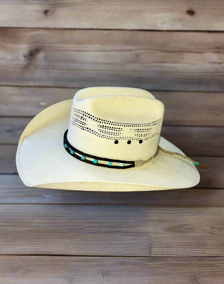 horse hair hatband with turquoise square beads 