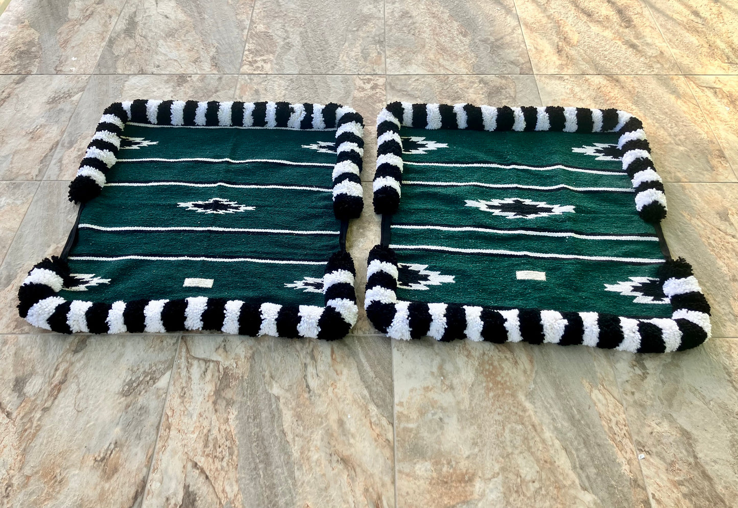 twin green back and white corona blankets