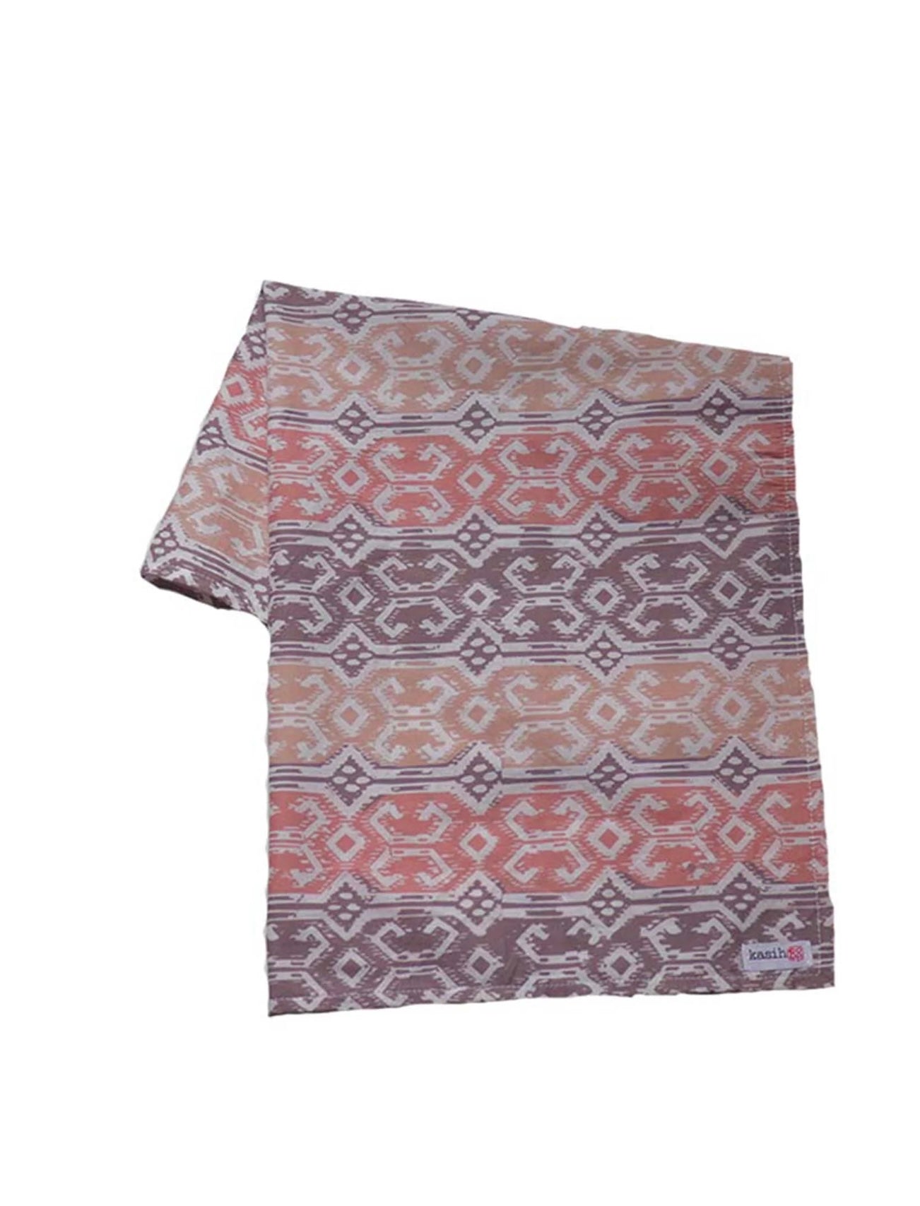 Patterned fabric with geometric design on a white background
