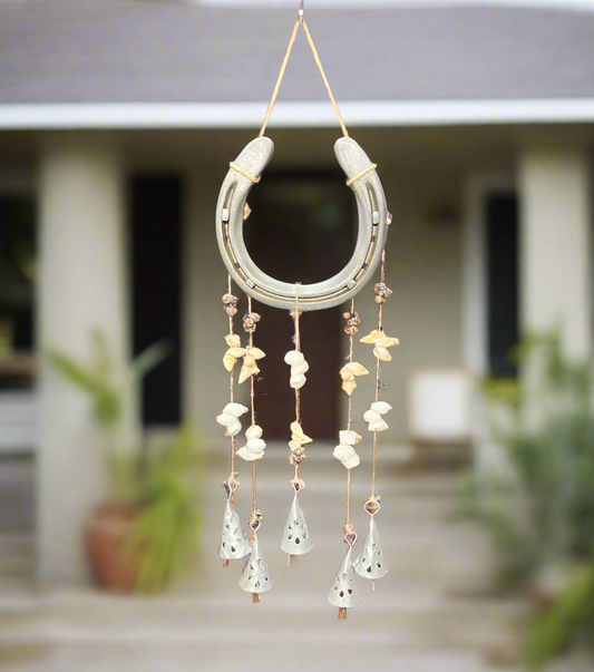 Horseshoe wind chime with seashells